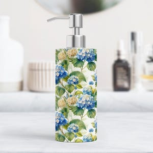 Hydrangea Soap Dispenser: Stainless Steel Lotion Pump, Vintage Style