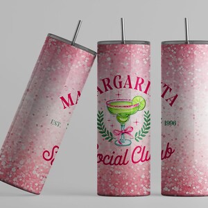 Chic Margaritas Social Club Tumbler for Girls&#39; Night Frolics, Unique Summer Drinkware, Unique Gifts for Sisters, Chic Beverage Holder, Fun