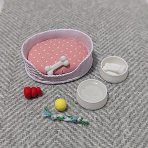 Miniature Dog Bowl and Toys 1/12 scale