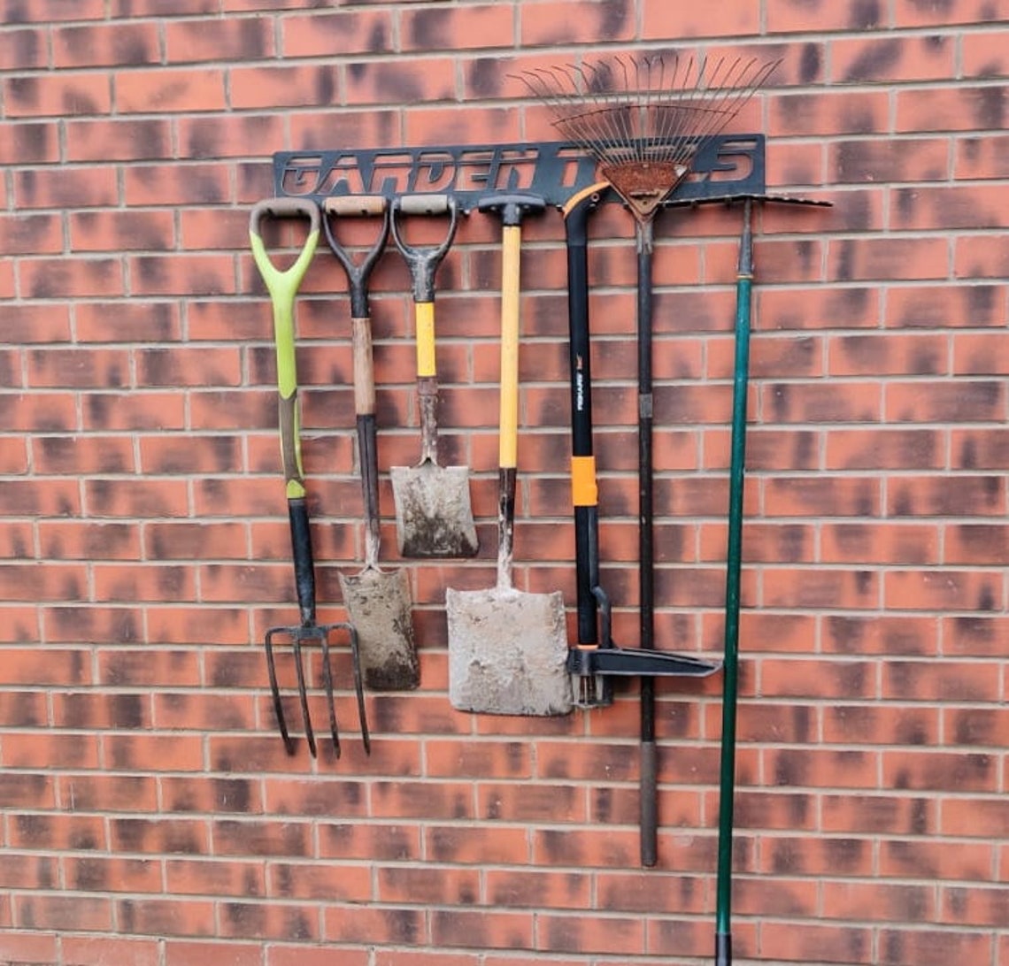 Garden Tool Hanger Metal Rack Storage Organiser Rake Fork Etsy