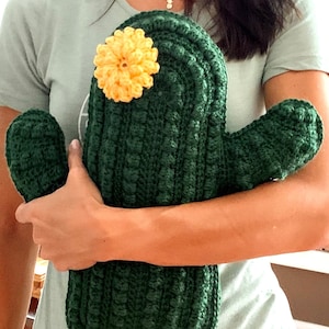 Cactus Pillow with Flower - Custom Color Options Available - Crochet