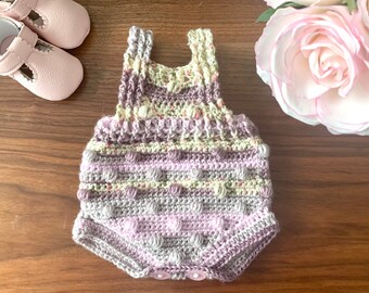 Baby Girl Romper - Newborn - Baby Shower Gift - Gift for New Mom - Modern Crochet