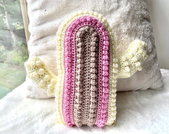 Rainbow Cactus Pillow - Modern Nursery - Baby Room Decor - Custom Color Options Available - Crochet