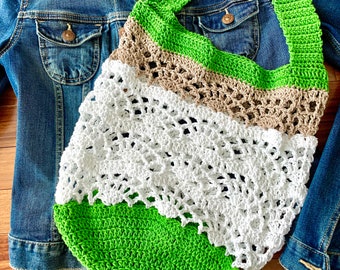 Stylish Shoulder Bag - Sustainable Farmer's Market Bag - Handmade Crochet