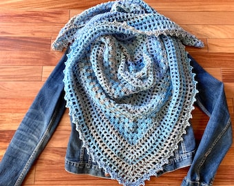 Kaleidoscope Wrap "Frost” - Soft Triangle Shawl - Handmade Crochet