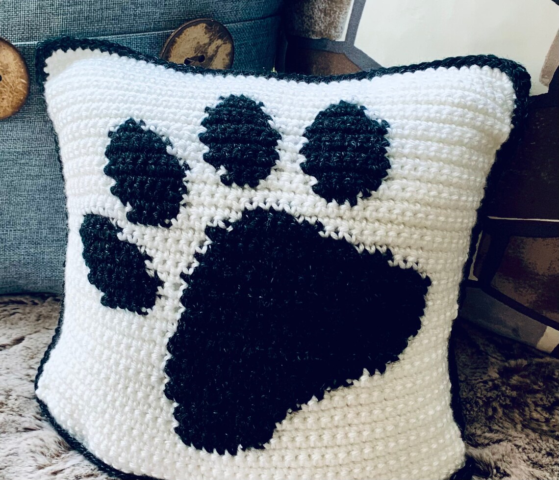 Paw Print Pillow Custom Color Options Available College Etsy