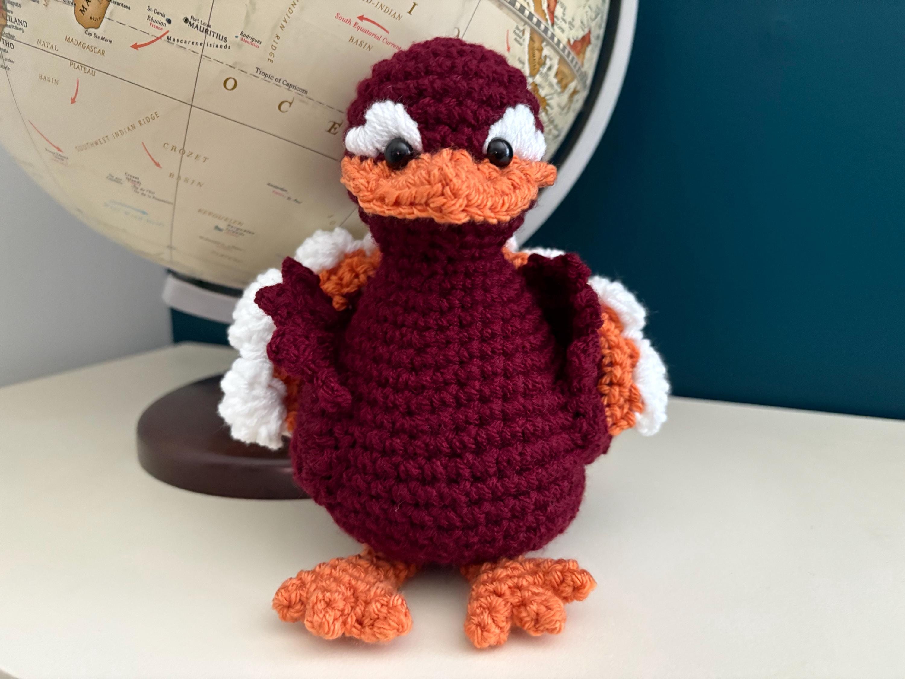 Hokie Bird - Virginia Tech - Go Hokies! - Gokies - Amigurumi Crochet