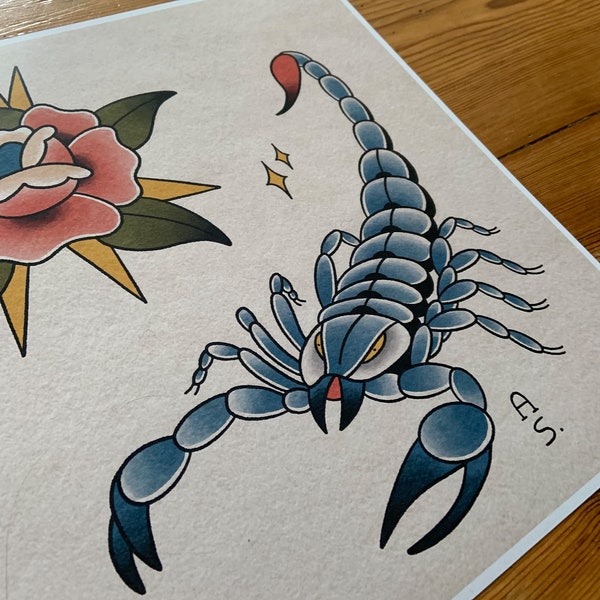 Scorpion-Tattoo-Flash-Print by Alexander Stiller