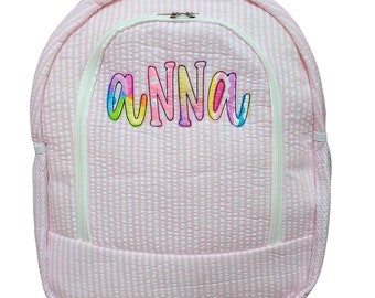 large seersucker backpack