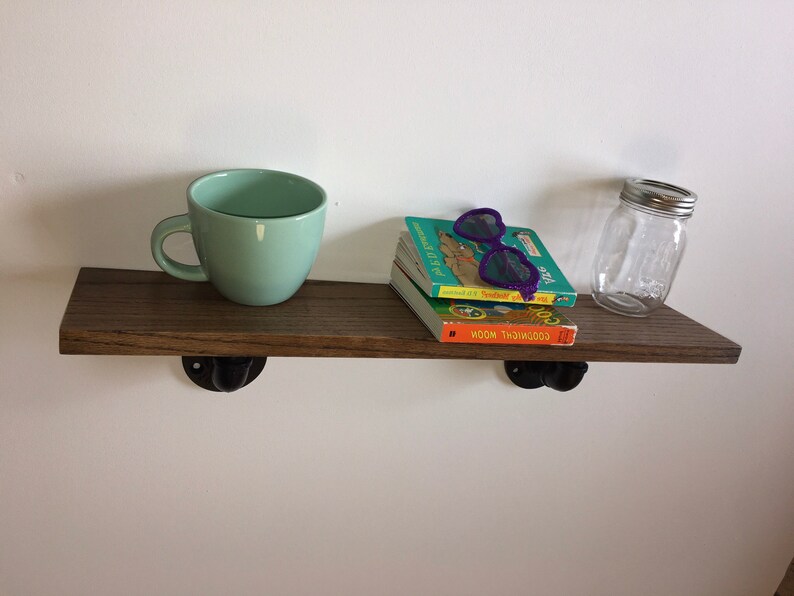 Rustic Oak Shelf With Industrial Brackets Etsy