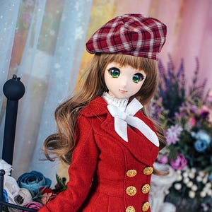Smart doll, Dollfie dream, SD16, Gr dress set-Red Wool Coat Set