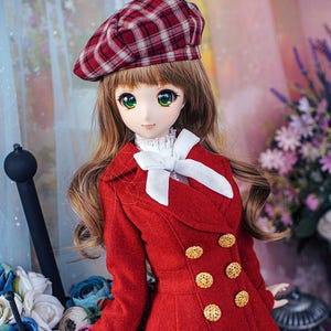 Conjunto de vestido para muñeca inteligente, DD, BJD, abrigo de lana rojo: DD, muñeca inteligente, SD16, SDGr Disfraz