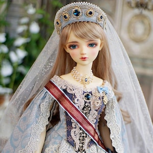 Smart doll, Dollfie dream, SD16, Gr dress set-  European Dress- Queenly grace Creamy Blue
