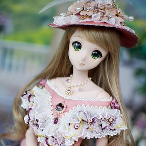 Smart doll, Dollfie dream, SD16, Gr dress set- European Classic Dress- Crinoline floral pink