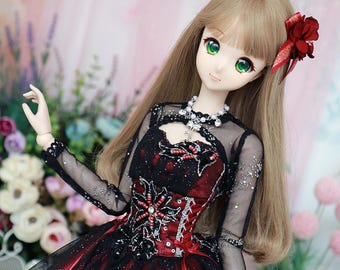 Smart Doll, DD, BJD Dress Set-A cheery mood black and red