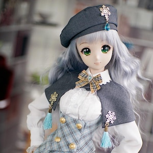 Smart doll, Dollfie dream, SD16, Gr dress set-(Renewal )Snow Flower Mini Cape Set-gray