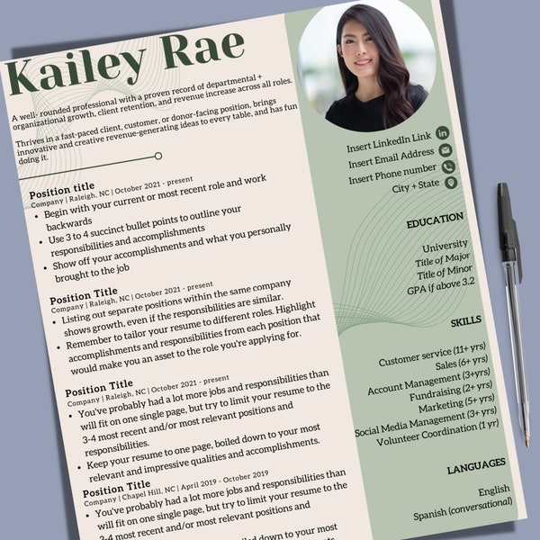 Professional Resume Template |  standout resume | creative resume template | easy to use resume templates | sleek resume template | 3 in 1