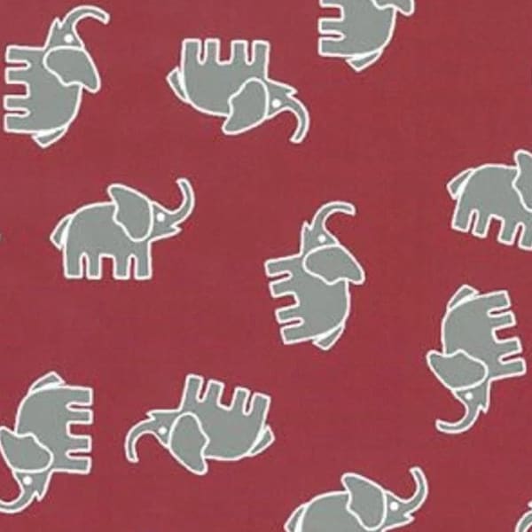 Red and Grey Elephants - Alabama Crimson Tide - Roll Tide - Childrens Clothing - Cotton Fabric - Collegiate Print