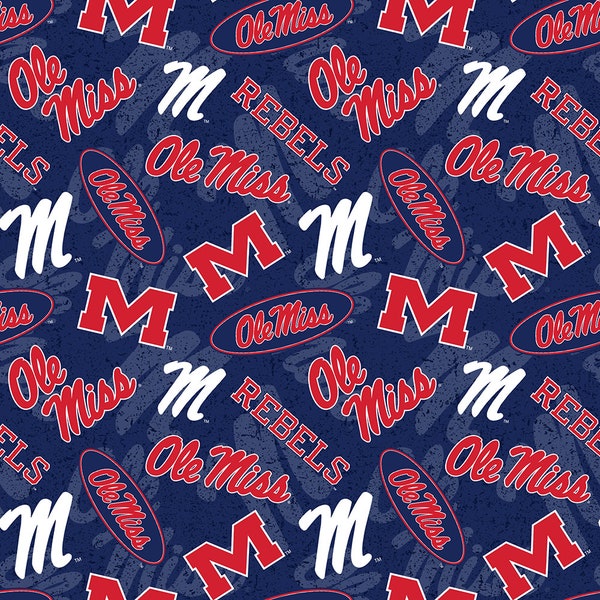 Ole Miss - Rebels - University of Mississippi - Ole Miss Rebels - College Football - Fabric for Mask - Childrens Clothing - Cotton Fabric