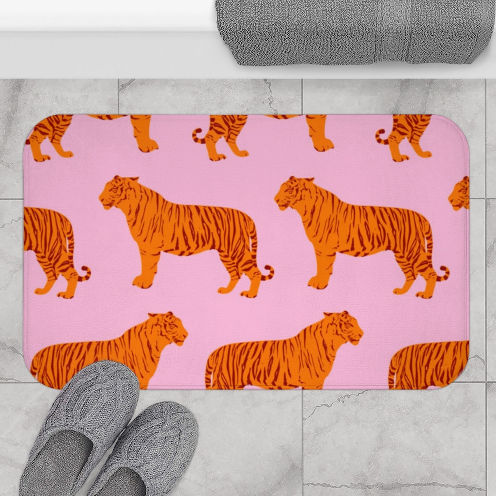 Tiger Pattern Bath Mat Etsy