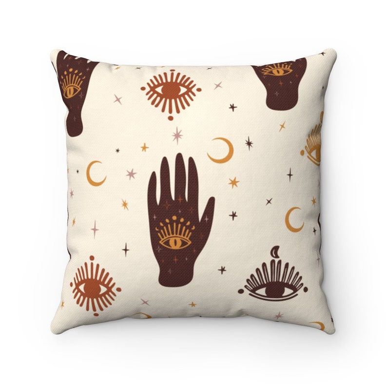 Mystic Hand /& Eye Pattern Square Pillow