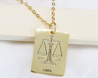 Zodiac Necklace Star Sign Necklace Astrology Necklace Constellation Necklace Fortune Square Jewelry Pendant Necklaces Birthday Gift