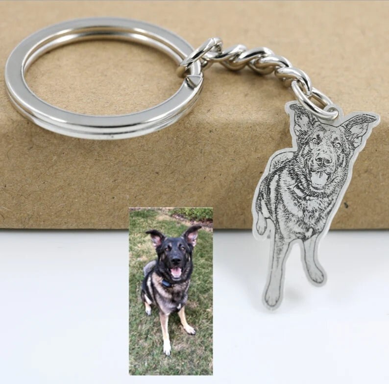 Personalize Gifts Pet Keychain Custom Dog Picture Keychain Cat Keychain Animal Photo Engraved Keychain 