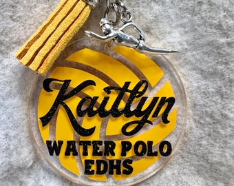 Keychain, WATER POLO Acrylic Personalized, Water Polo gift, Water Polo Team, Coach gift, Water Polo Bag Tag, Water Sports Gift, Swimmer