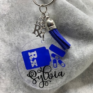 Keychain, PHARMACY 2&quot; Acrylic Personalized (pharmacist, tech, sales), Gift Tag, Pharmacist gift, Pharmacist Tech Gift, Pharm Sales Gift, rx