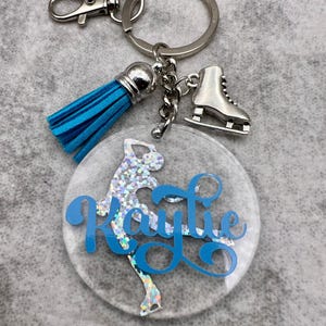 ICE / FIGURE SKATER 2" Acrylic Personalized Keychain, Bag Tag. Custom skater Gift, Gift for Coach, Banquet & Senior Night, Teammate, Team image 2