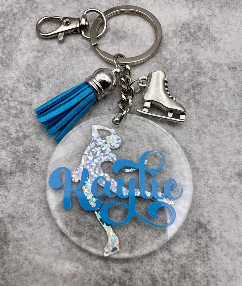 ICE / FIGURE SKATER 2" Acrylic Personalized Keychain, Bag Tag. Custom skater Gift, Gift for Coach, Banquet & Senior Night, Teammate, Team image 2