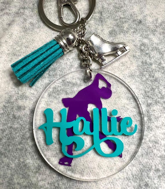 Personalized Ice Skater Keychain, Figure Skating Gift, Custom Name Skating Keychain, Ice Skating Team Gift, Skating Coach Gift