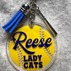 Keychain, SOFTBALL 2&quot; Acrylic Personalized, Softball gift, Softball Team, Softball Coach gift, Softball Custom Gift, Softball Player Gift