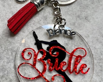 Keychain, DANCE 2" Acrylic Personalized, Dance gift, Dance Team, Dance Coach, Dancer gift, Dance Lover, Dance gift for girl, Dancer Teen