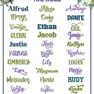 a poster with the names of different font styles