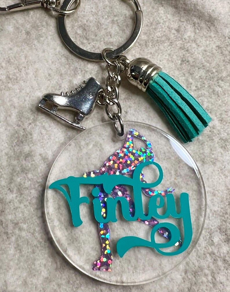 ICE / FIGURE SKATER 2" Acrylic Personalized Keychain, Bag Tag. Custom skater Gift, Gift for Coach, Banquet & Senior Night, Teammate, Team image 4