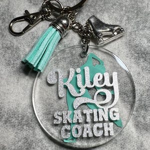 ICE / FIGURE SKATER 2" Acrylic Personalized Keychain, Bag Tag. Custom skater Gift, Gift for Coach, Banquet & Senior Night, Teammate, Team image 3