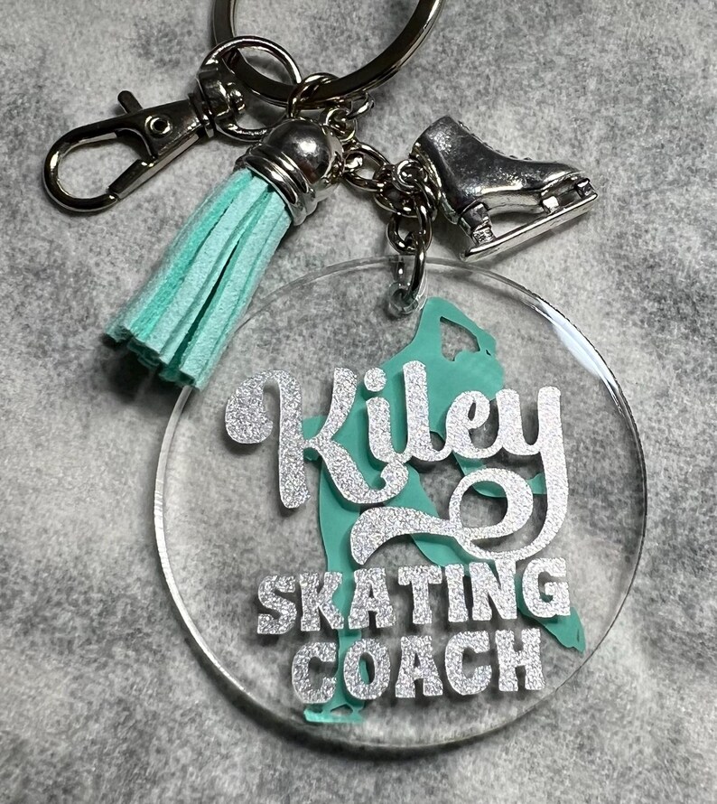 ICE / FIGURE SKATER 2" Acrylic Personalized Keychain, Bag Tag. Custom skater Gift, Gift for Coach, Banquet & Senior Night, Teammate, Team image 3