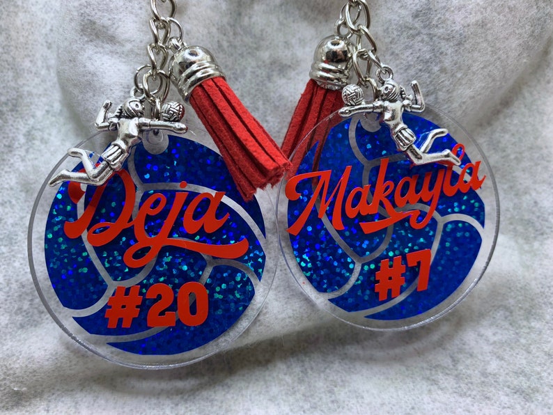 Keychain VOLLEYBALL Acrylic Personalized volleyball Team Etsy