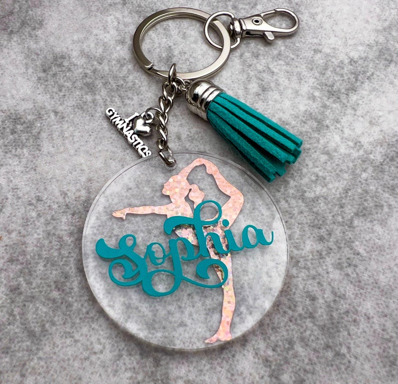Keychain GYMNASTICS Acrylic Personalized Gymnast Gift Etsy