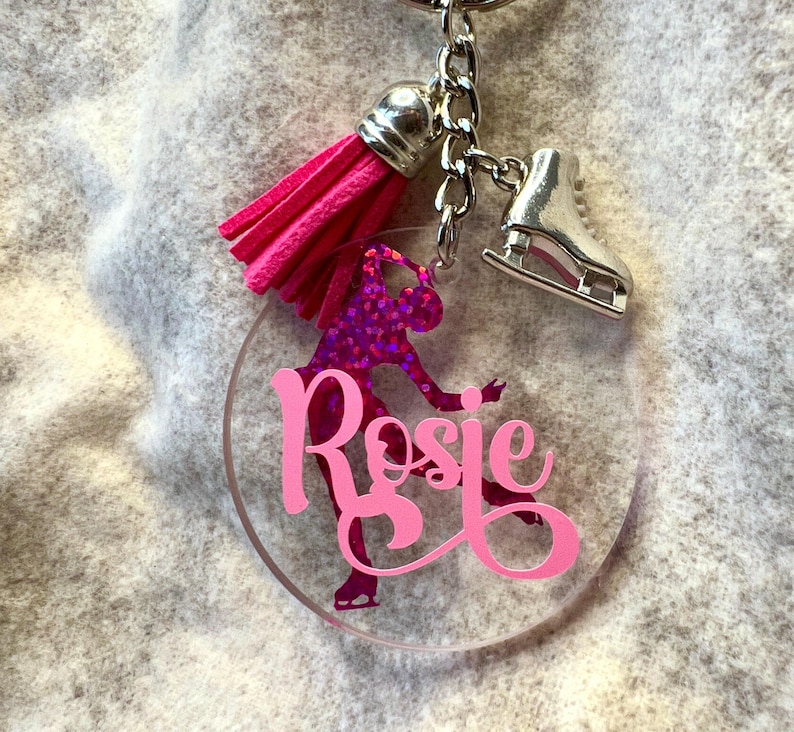 ICE / FIGURE SKATER 2" Acrylic Personalized Keychain, Bag Tag. Custom skater Gift, Gift for Coach, Banquet & Senior Night, Teammate, Team image 5