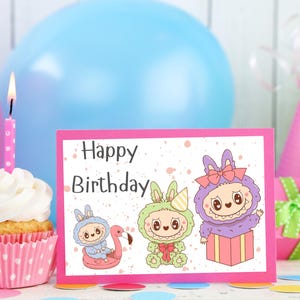Labubu style birthday card