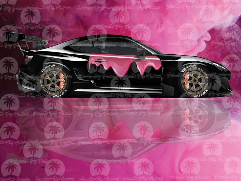 Hot Pink Drip Car Livery Universal Size Cast Vinyl Wrap Etsy
