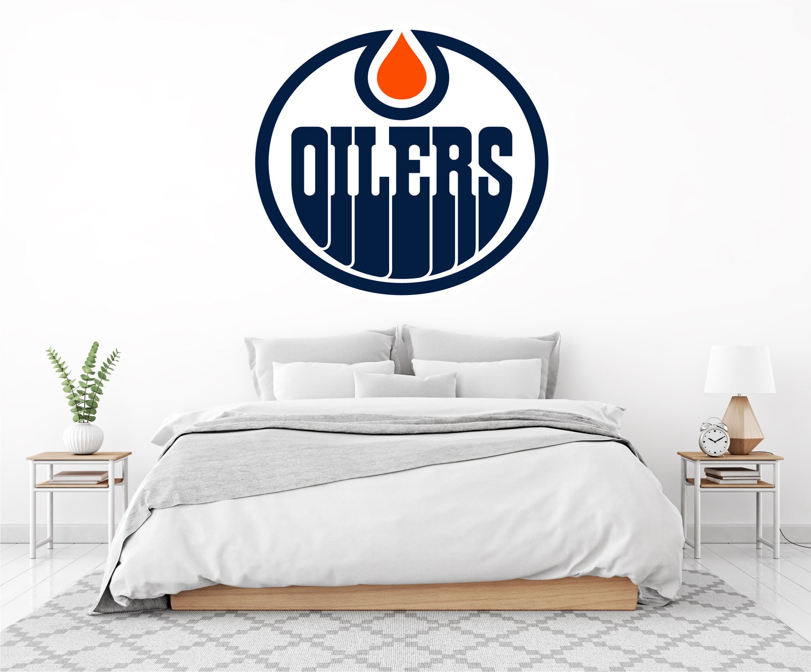 Edmonton Oilers Decal Sports Wall Decal Go Oilers Etsy