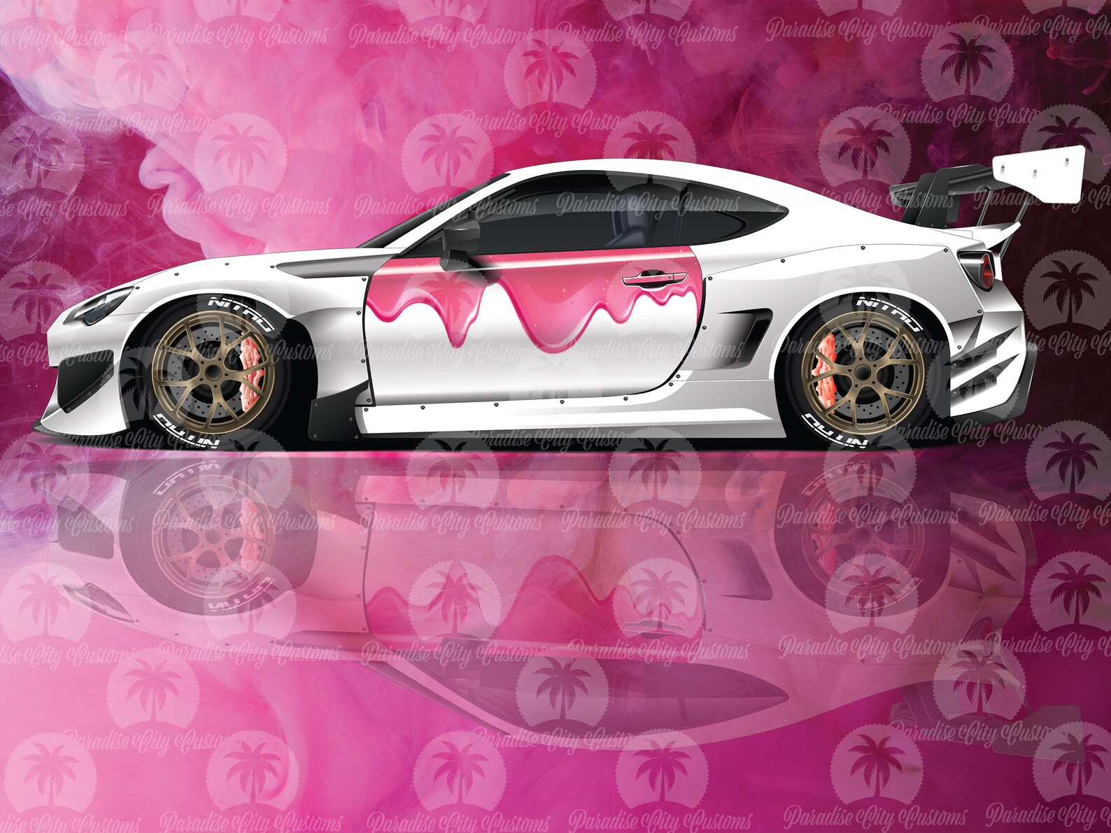 Hot Pink Drip Car Livery Universal Size Cast Vinyl Wrap Etsy