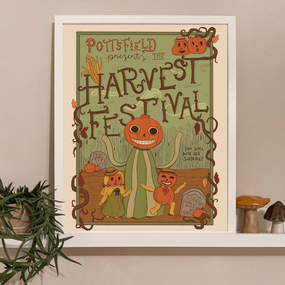 Pottsfield Erntedankfest Print // Druckbares Poster / Over the Garden Wand Illustration / Digitaler Download