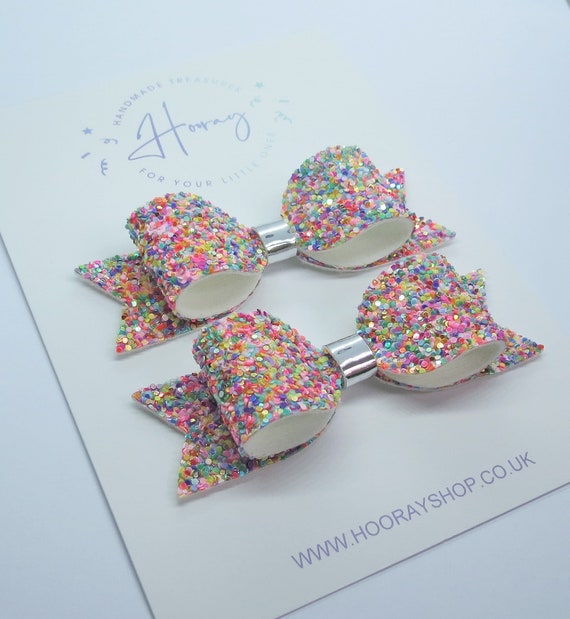 Handmade Pigtail Bows 3 sets Hair Clips baby hairbands baby bows