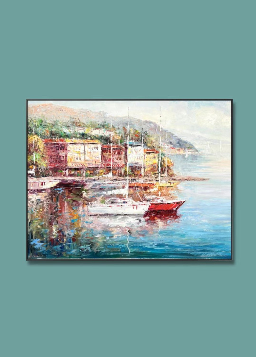 Vintage Boat Oil Painting on Canvas Landscape Painting Original Art - Etsy