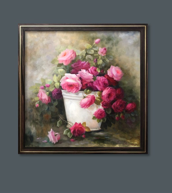 ORIGINAL Abstract Pink Roses Oil Painting Canvas Flowers Texture Artwork Impressionist Impasto Home Decor Wall Painting Floral Hand Painted ORIGINAL Abstract Pink Roses Oil Painting Canvas Flowers Texture Artwork Impressionist Impasto Home Decor Wall Painting Floral Hand Painted