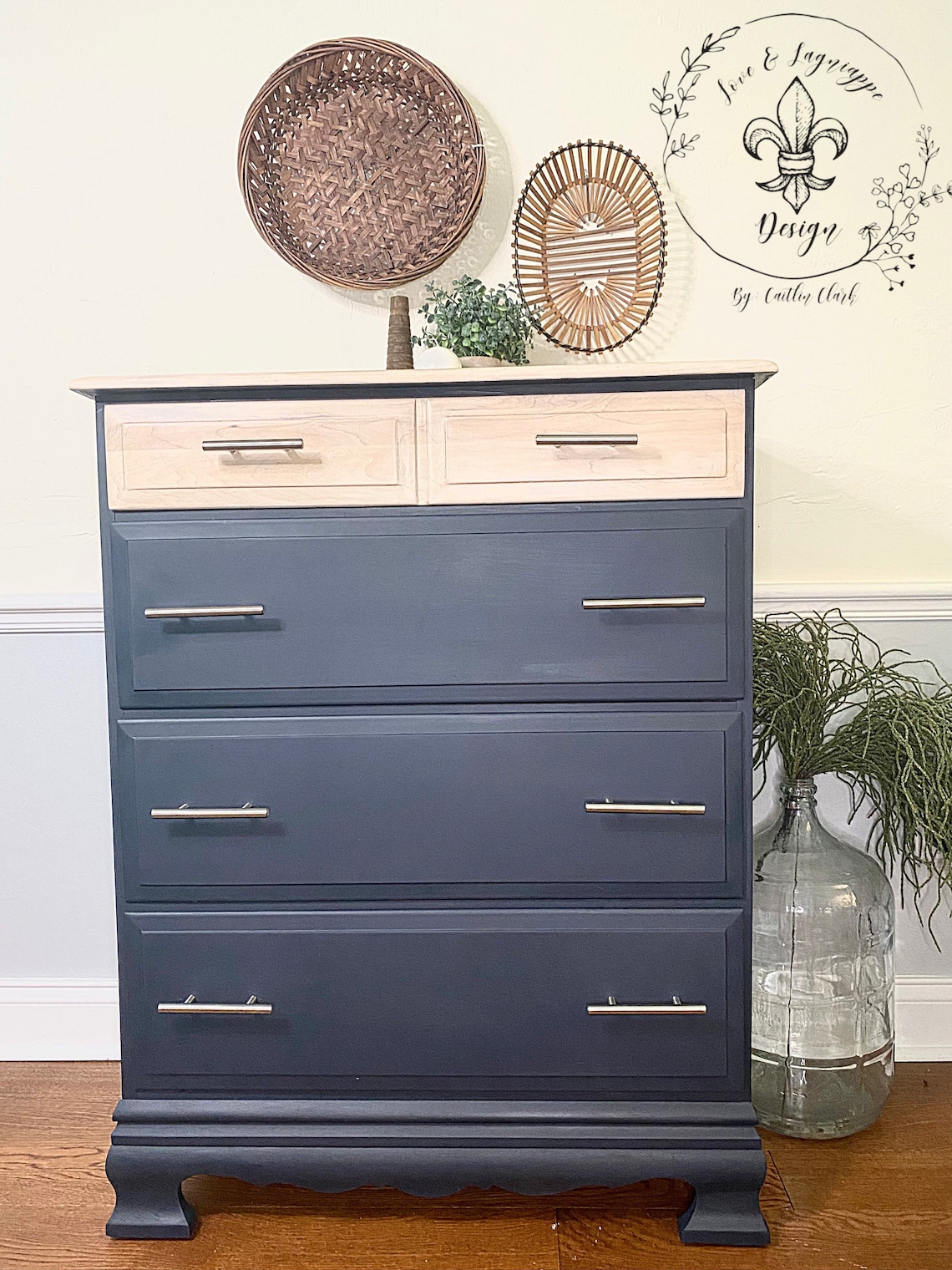 Modern navy chest of drawers Etsy